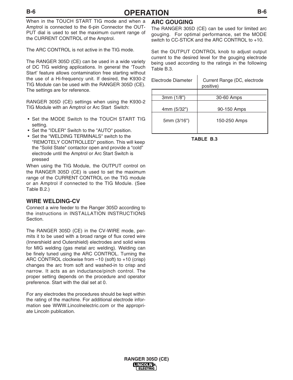 Operation | Lincoln Electric IM813 RANGER 305 D (CE) User Manual | Page 24 / 50