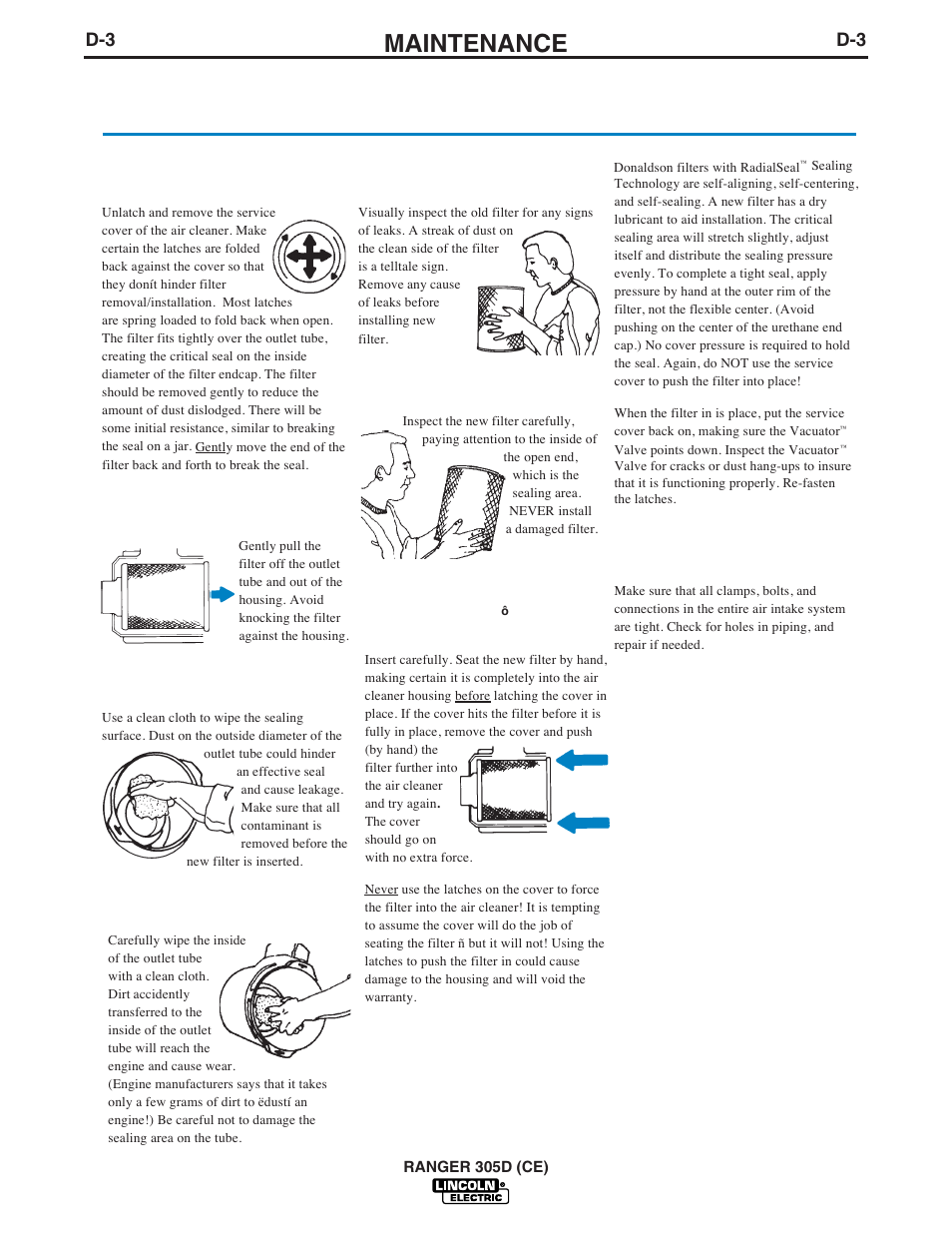 Service instructions & installation tips | Lincoln Electric IM813 RANGER 305 D (CE) User Manual | Page 29 / 50