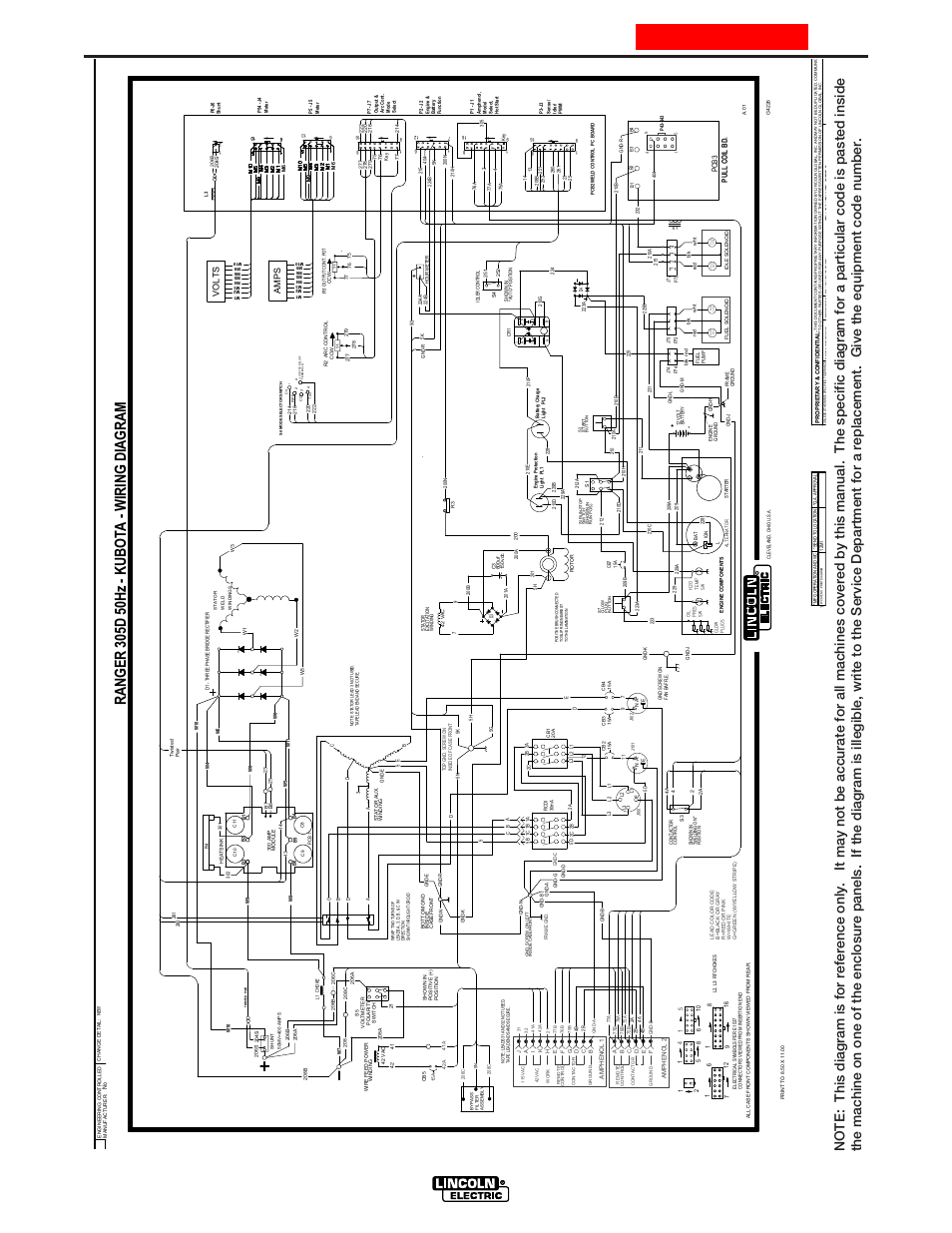 Diagrams, Ranger 305d (ce), Enhanced diagram | Amps, Vol t s | Lincoln Electric IM813 RANGER 305 D (CE) User Manual | Page 44 / 50