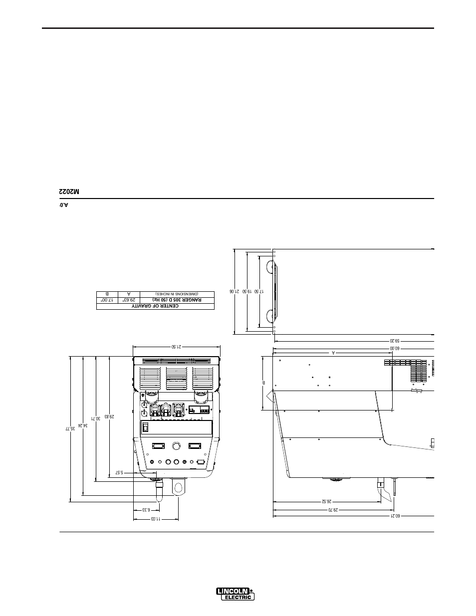 Diagrams, Dimension print ranger 305d (ce), Ranger 305d (ce) | M2022 | Lincoln Electric IM813 RANGER 305 D (CE) User Manual | Page 46 / 50