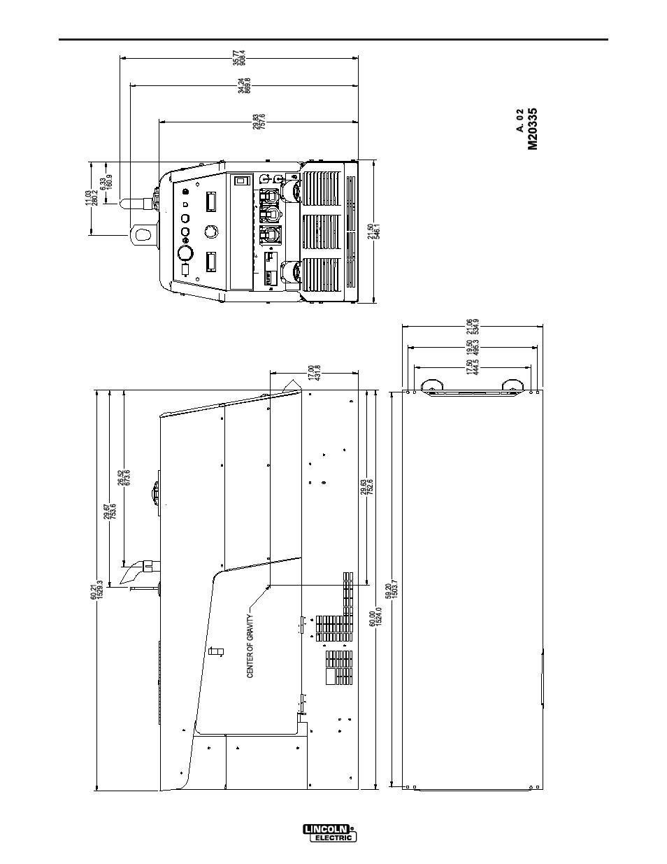 Dimension print, F-10, Ranger 305d (ce) | Lincoln Electric IM837 RANGER 305 D (CE) User Manual | Page 48 / 54