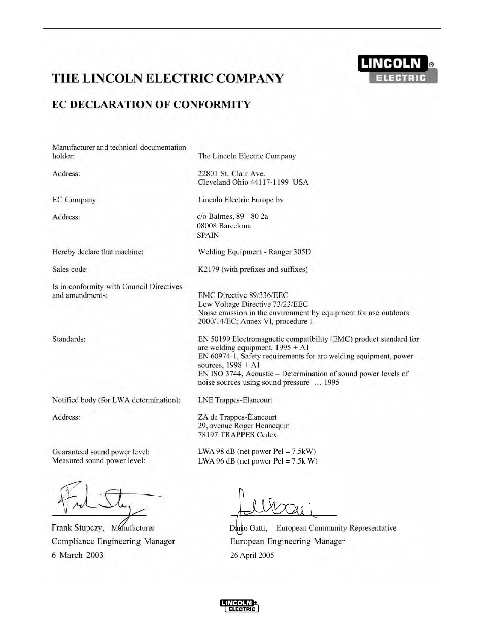 Safety | Lincoln Electric IM837 RANGER 305 D (CE) User Manual | Page 7 / 54