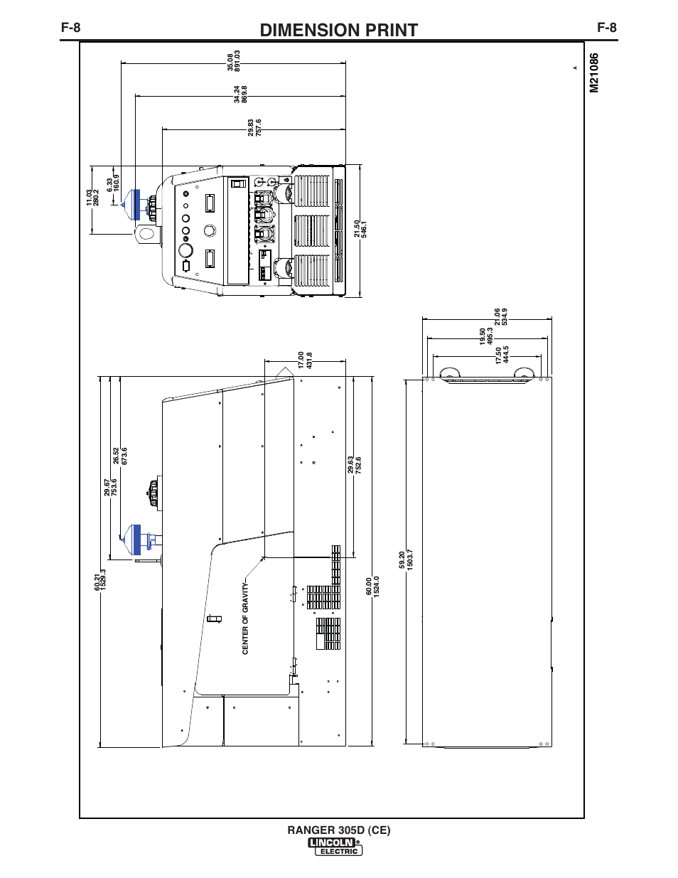 Dimension print | Lincoln Electric IM893 RANGER 305 D (CE) User Manual | Page 46 / 52