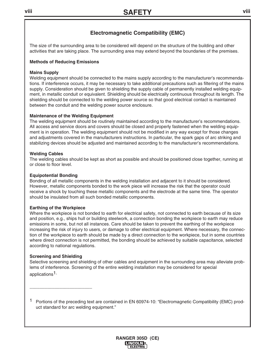 Safety | Lincoln Electric IM893 RANGER 305 D (CE) User Manual | Page 9 / 52