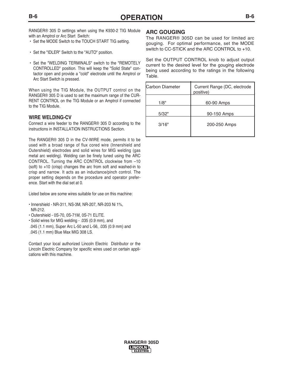 Operation | Lincoln Electric IM970 RANGER 305 D User Manual | Page 23 / 76