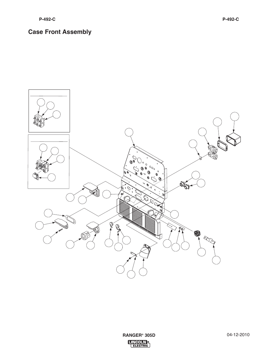 Case front assembly | Lincoln Electric IM970 RANGER 305 D User Manual | Page 54 / 76