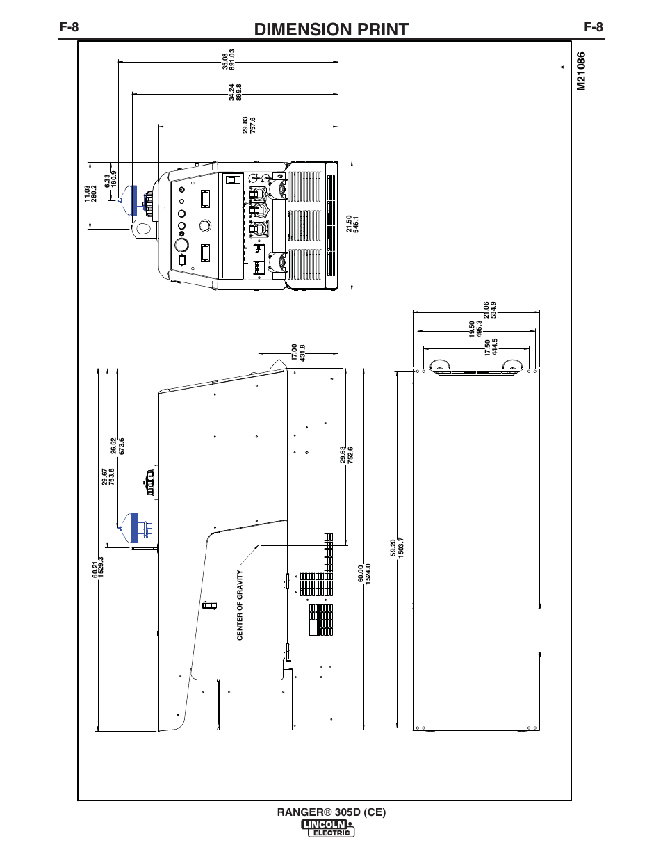 Dimension print, Ranger® 305d (ce) | Lincoln Electric IM971 RANGER 305 D (CE) User Manual | Page 46 / 52