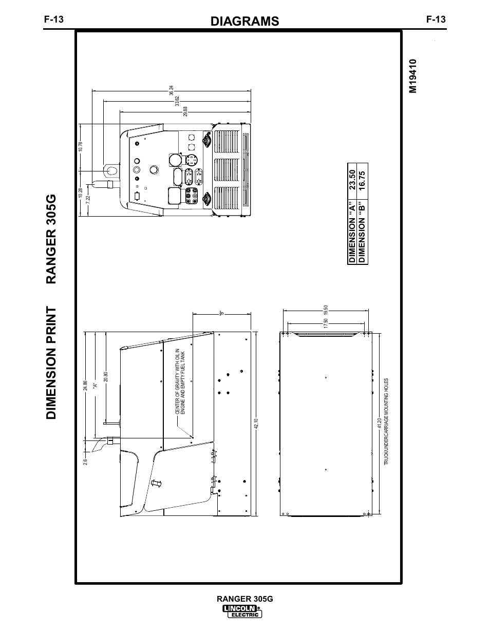 Diagrams, Dimension print ranger 305g, F-13 | Lincoln Electric IM674 RANGER 305 G User Manual | Page 46 / 50