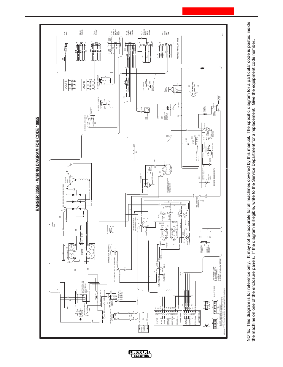 Diagrams, F-13, G4285 | Ranger 305g, Enhanced diagram, Am ps, Volt s | Lincoln Electric IM742 RANGER 305 G User Manual | Page 46 / 52