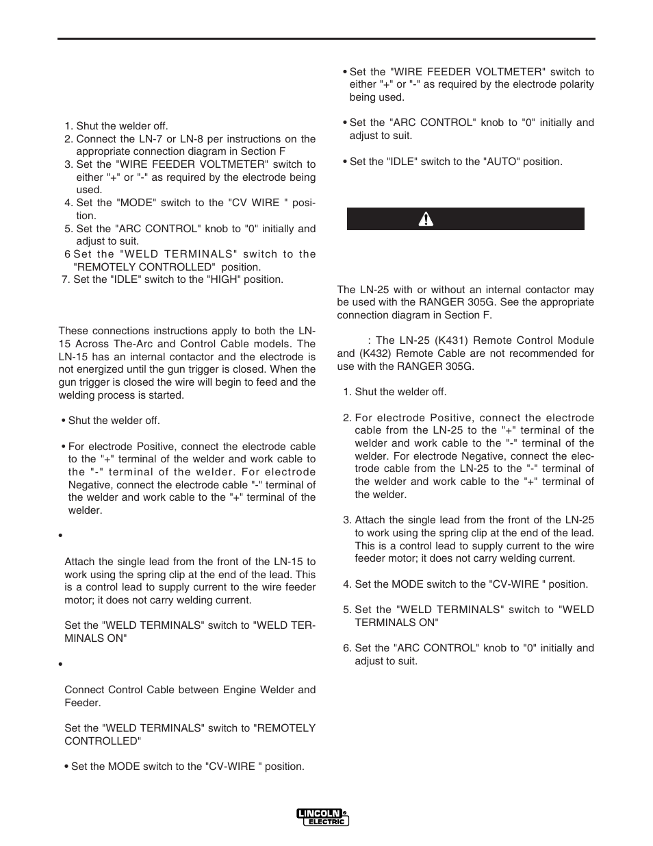 Installation, Warning | Lincoln Electric IM834 RANGER 305 G User Manual | Page 16 / 49