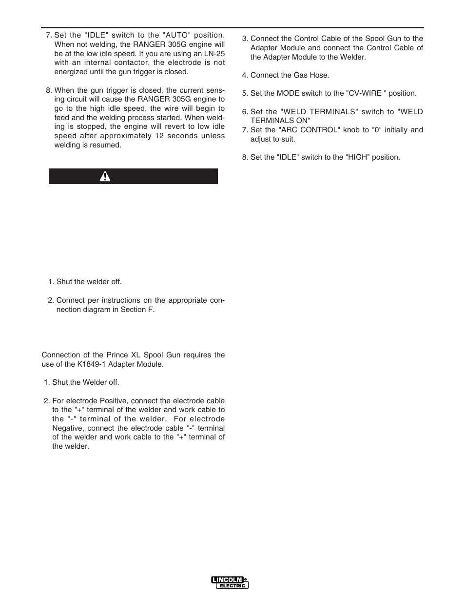 Installation, Caution | Lincoln Electric IM834 RANGER 305 G User Manual | Page 17 / 49