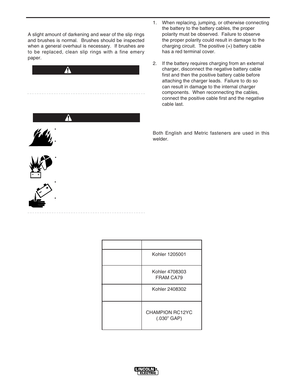 Warning, Caution | Lincoln Electric IM604 RANGER 8 LPG User Manual | Page 25 / 38