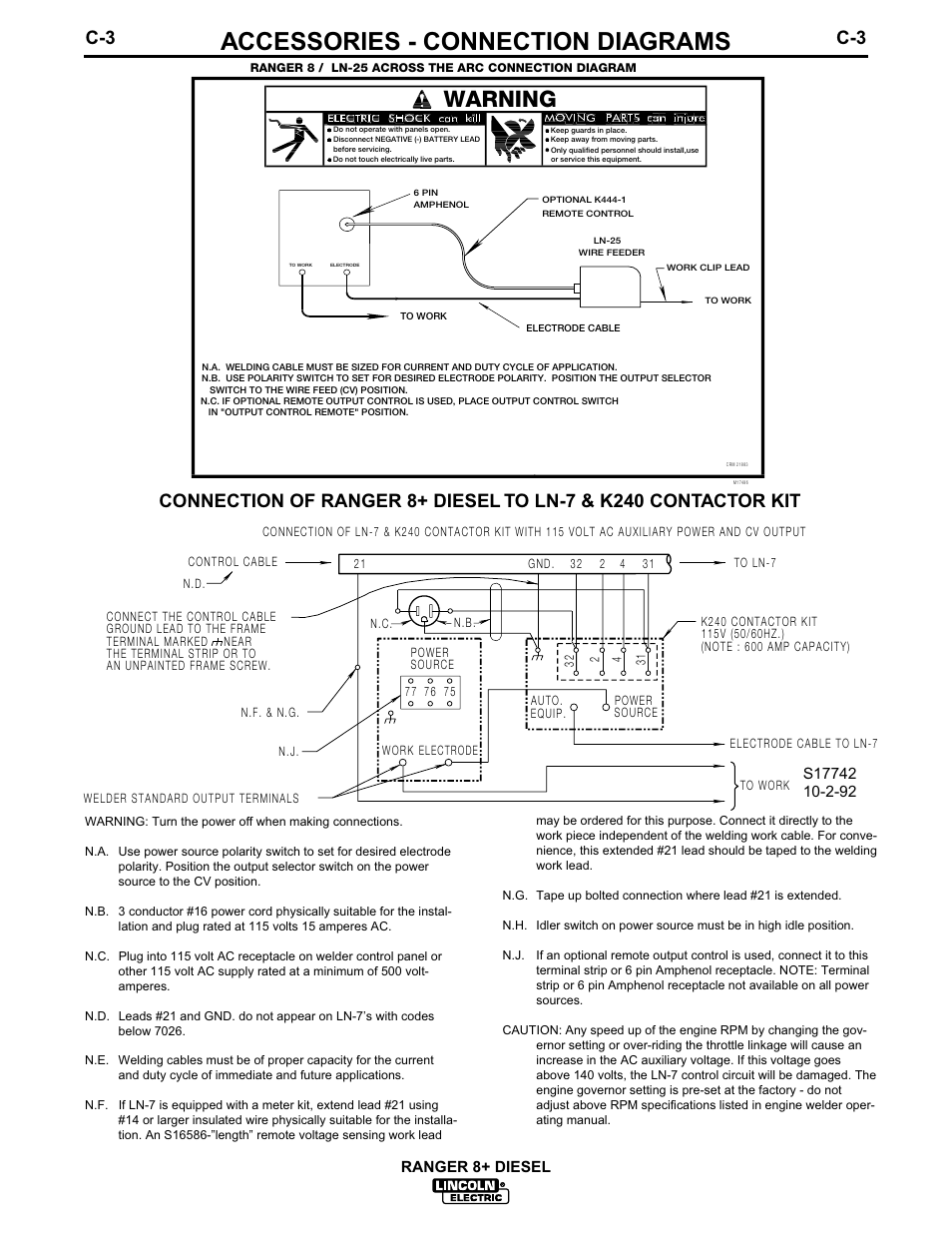 Accessories - connection diagrams, Ranger 8+ diesel | Lincoln Electric IM612 RANGER 8 + DIESEL User Manual | Page 28 / 40