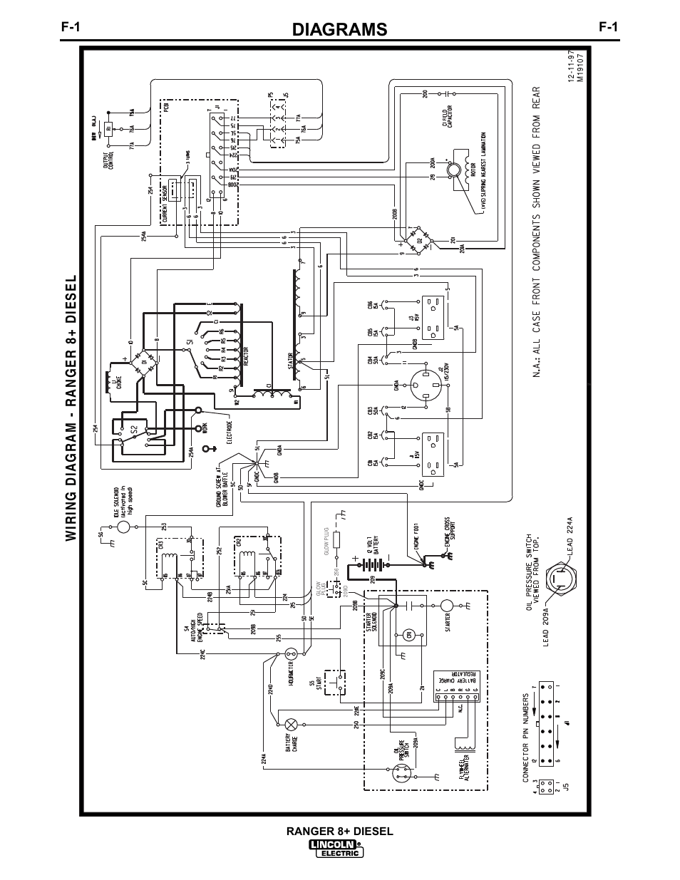 Diagrams, Wiring dia gram - ranger 8+ diesel | Lincoln Electric IM612 RANGER 8 + DIESEL User Manual | Page 35 / 40