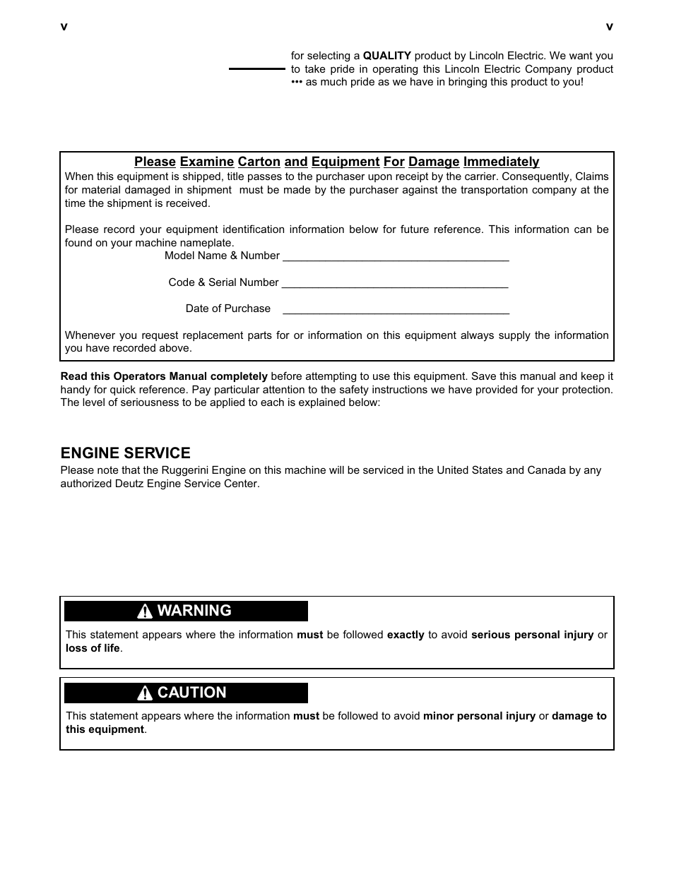 Lincoln Electric IM612 RANGER 8 + DIESEL User Manual | Page 6 / 40