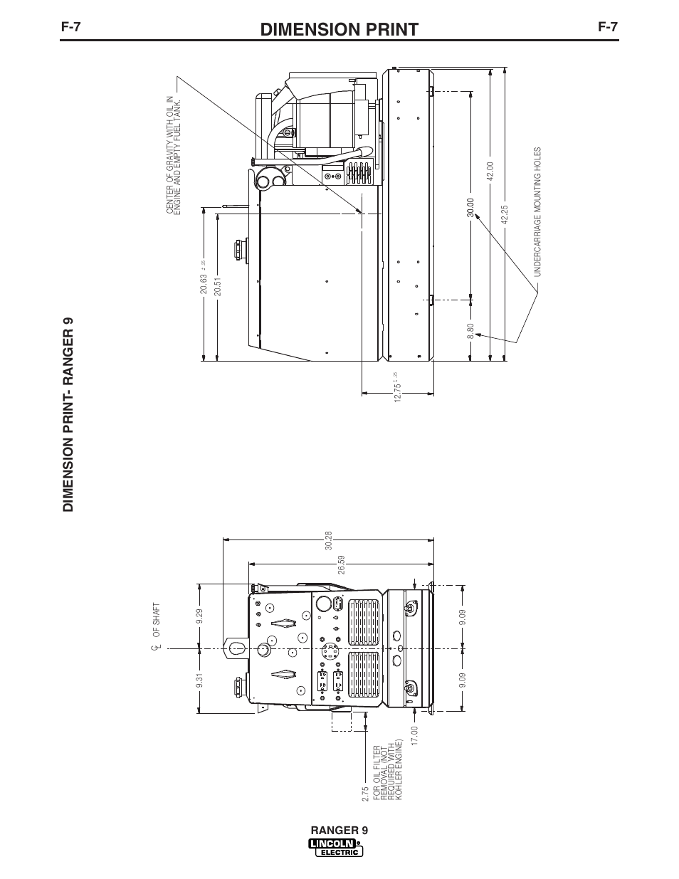 Dimension print, Dimension print - ranger 9, Ranger 9 | Lincoln Electric IM753 RANGER 9 User Manual | Page 39 / 44