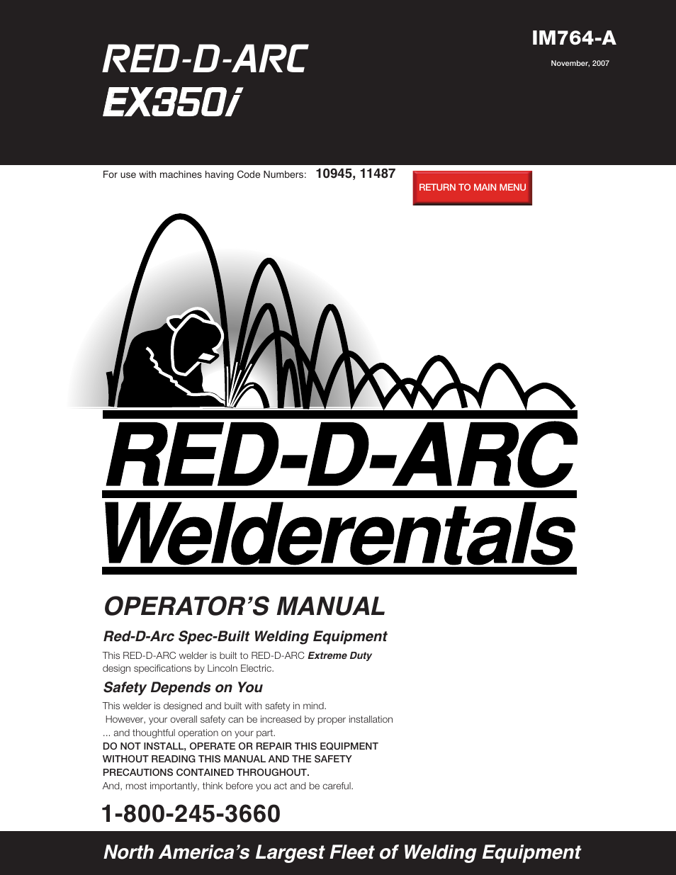 Lincoln Electric IM764 RED-D-ARC EX350i User Manual | 40 pages