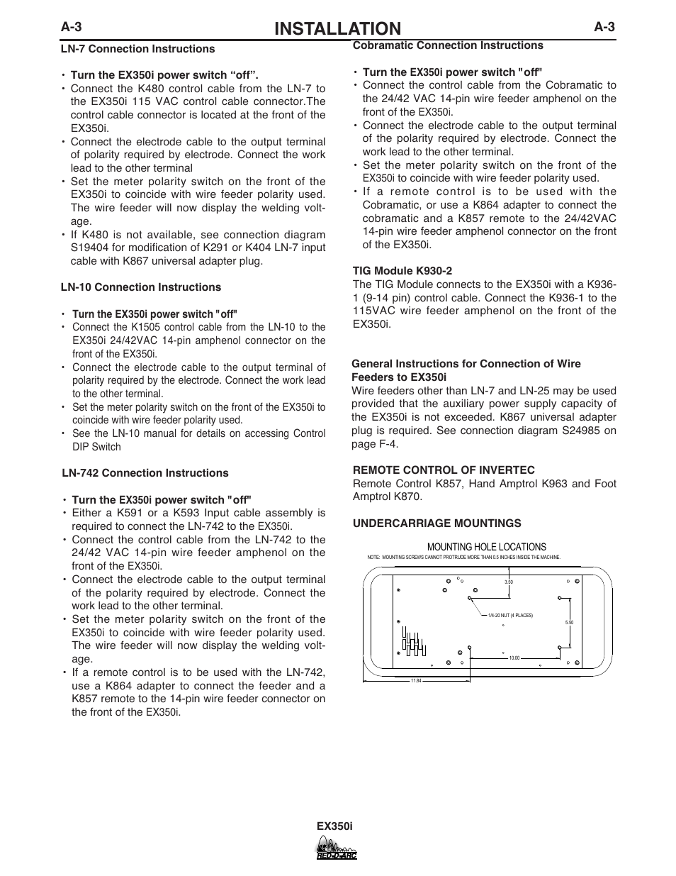 Installation | Lincoln Electric IM764 RED-D-ARC EX350i User Manual | Page 10 / 40