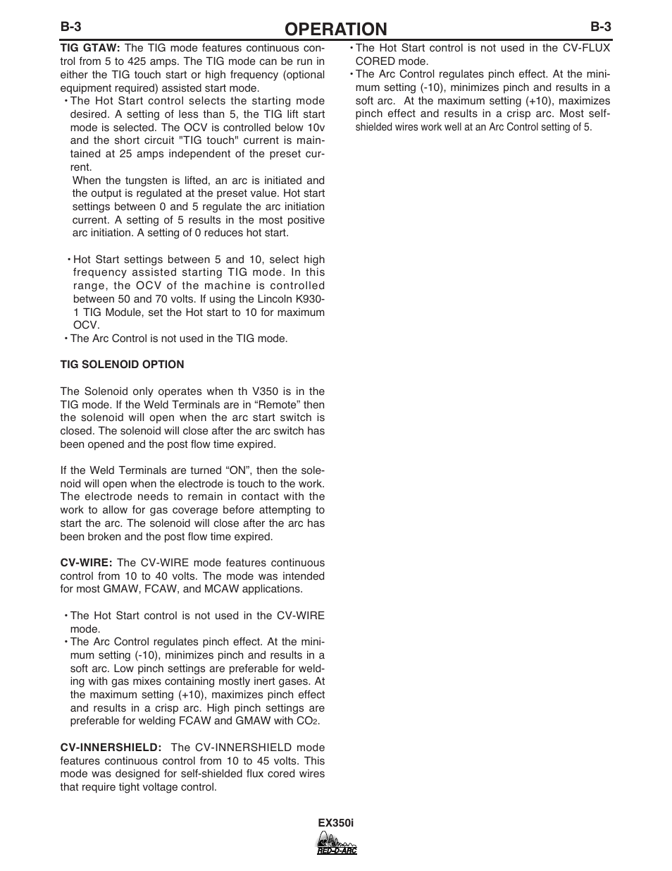 Operation | Lincoln Electric IM764 RED-D-ARC EX350i User Manual | Page 14 / 40