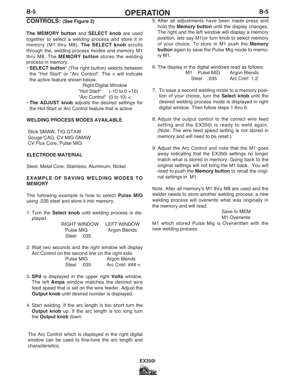 Operation | Lincoln Electric IM764 RED-D-ARC EX350i User Manual | Page 16 / 40