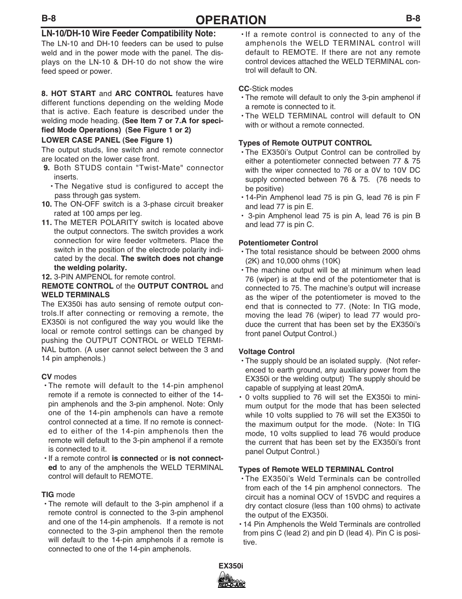 Operation | Lincoln Electric IM764 RED-D-ARC EX350i User Manual | Page 19 / 40