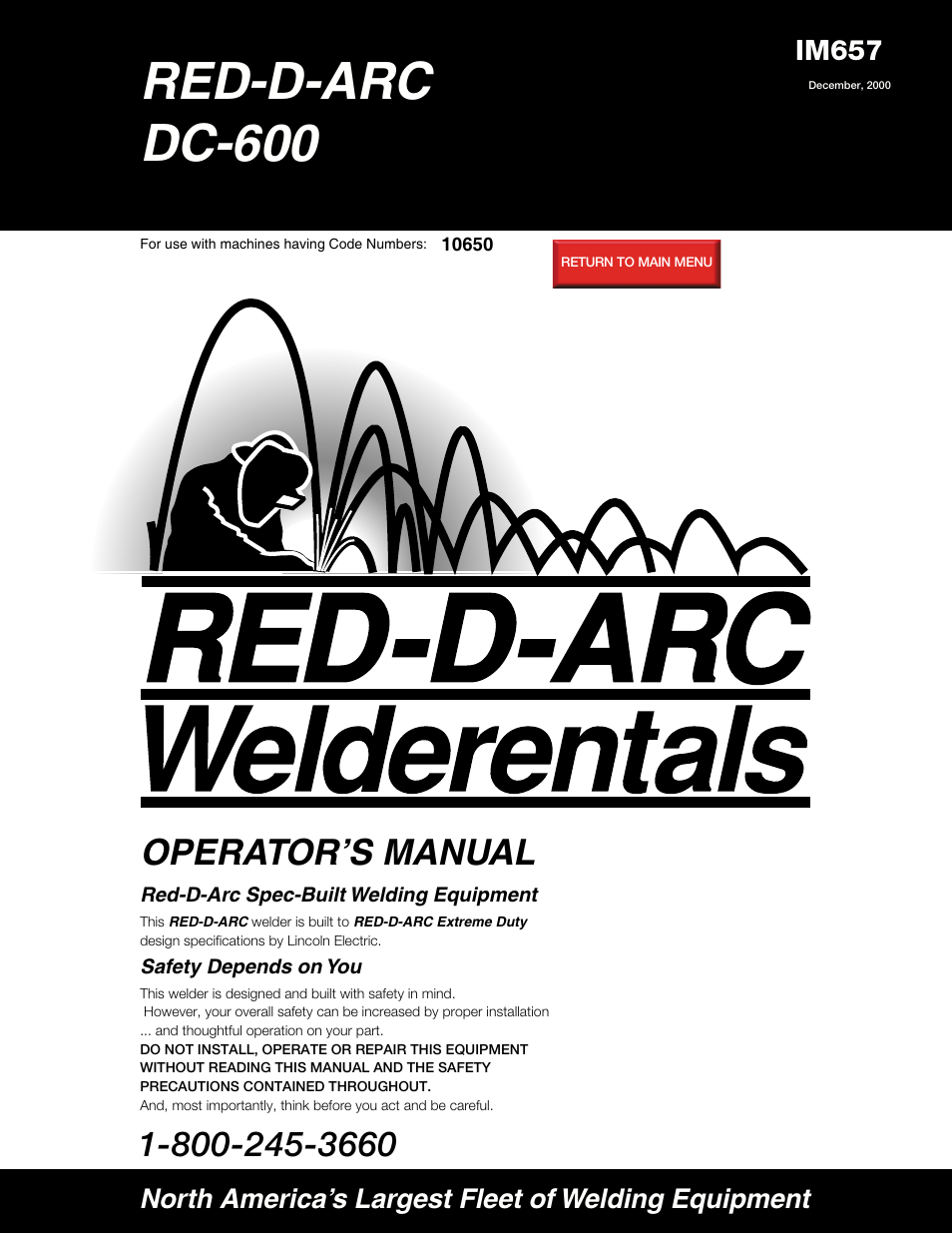 Lincoln Electric IM657 RED-D-ARC DC-600 User Manual | 52 pages