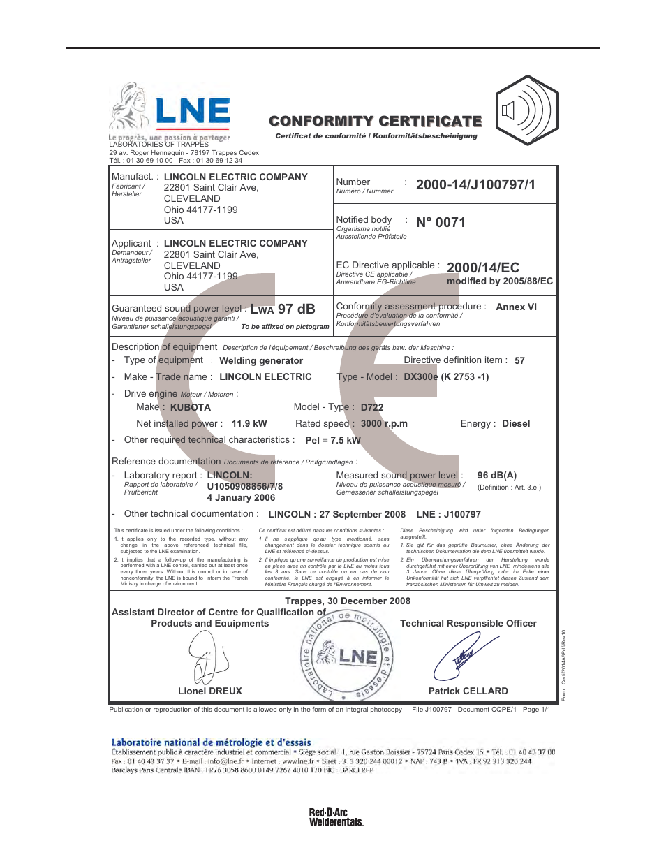 Safety | Lincoln Electric IM981 RED-D-ARC DX300e (CE) User Manual | Page 6 / 50