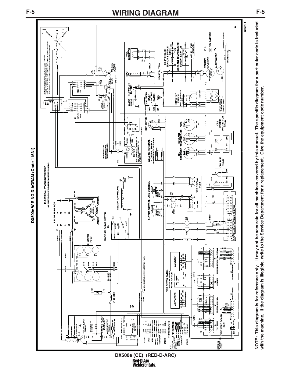 Wiring diagram | Lincoln Electric IM982 RED-D-ARC DX500e (CE) User Manual | Page 44 / 49