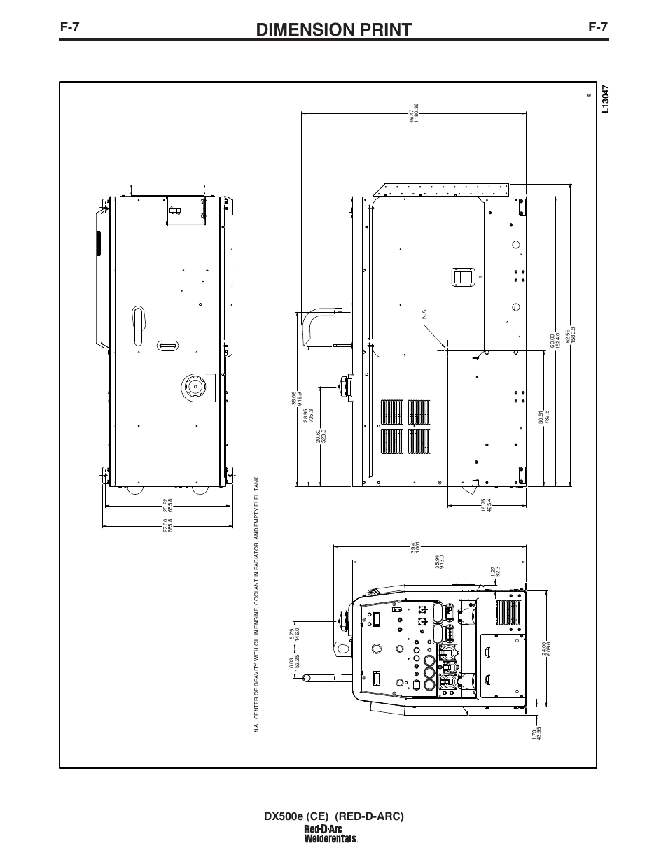 Dimension print, Dx500e (ce) (red-d-arc) | Lincoln Electric IM982 RED-D-ARC DX500e (CE) User Manual | Page 46 / 49