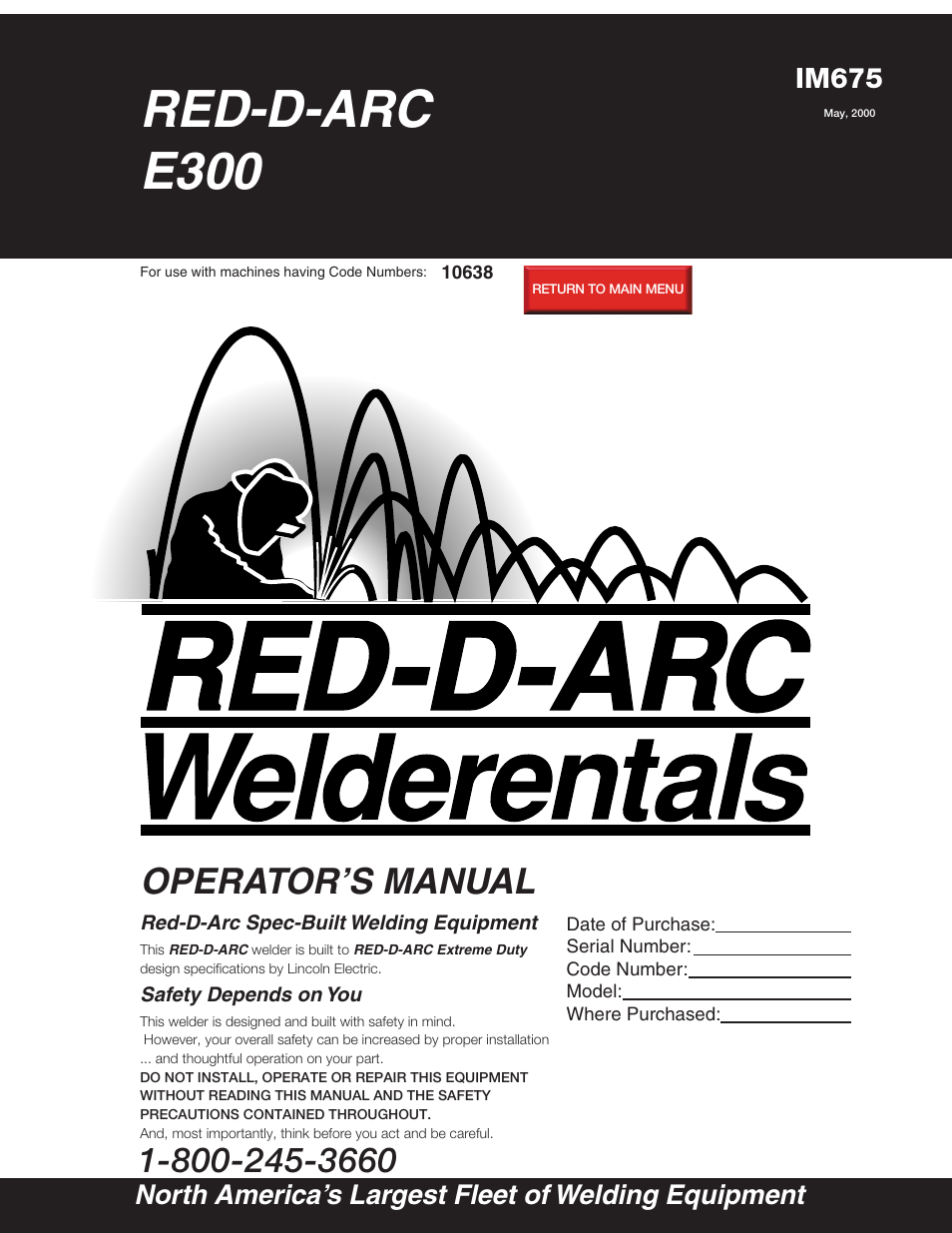 Lincoln Electric IM675 RED-D-ARC E300 User Manual | 24 pages