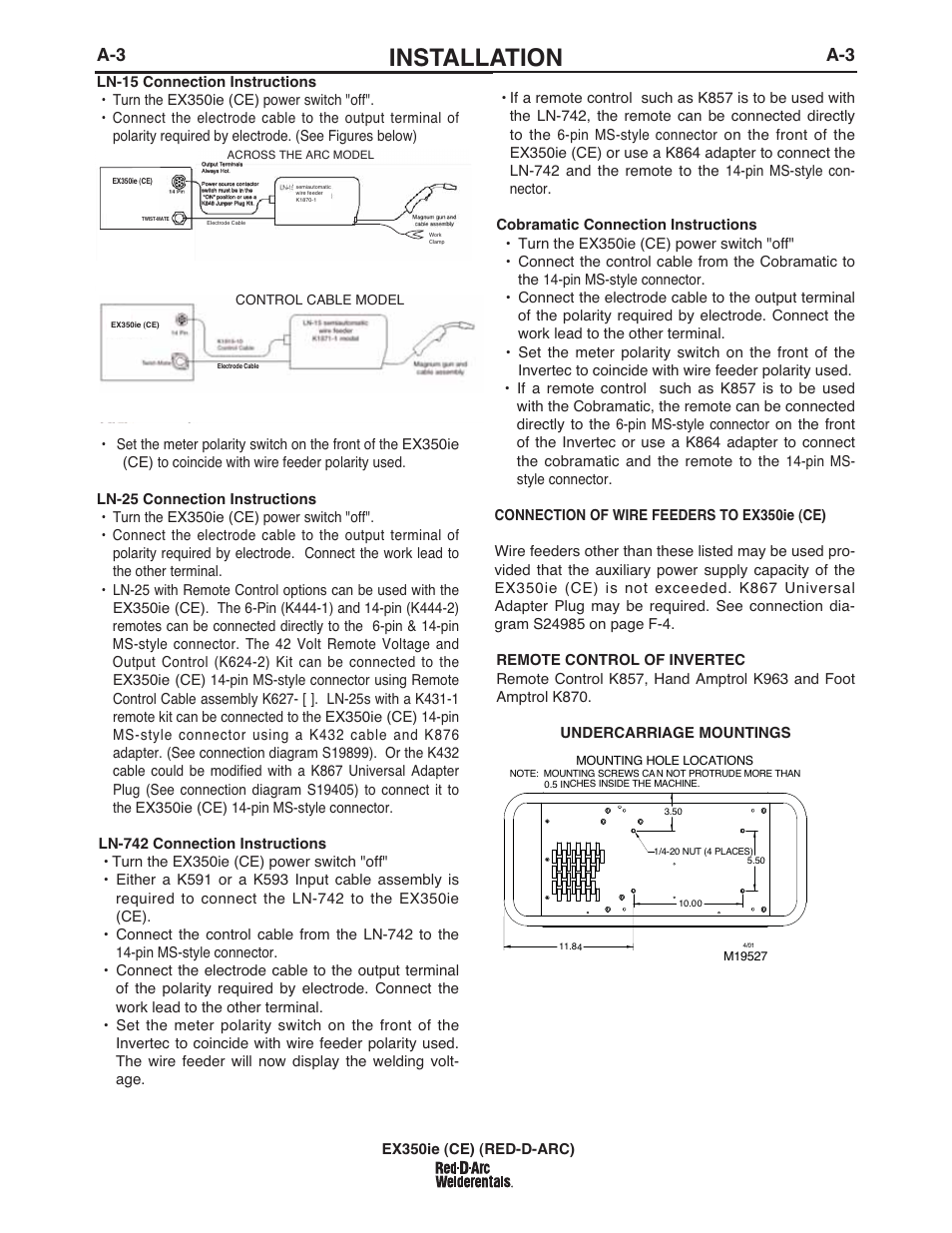 Installation | Lincoln Electric IM980 RED-D-ARC EX350ie (CE) User Manual | Page 12 / 36