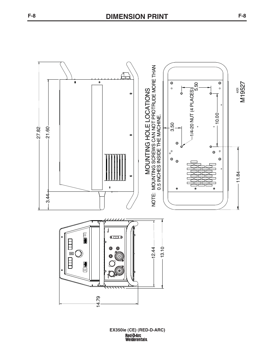 Dimension print | Lincoln Electric IM980 RED-D-ARC EX350ie (CE) User Manual | Page 32 / 36