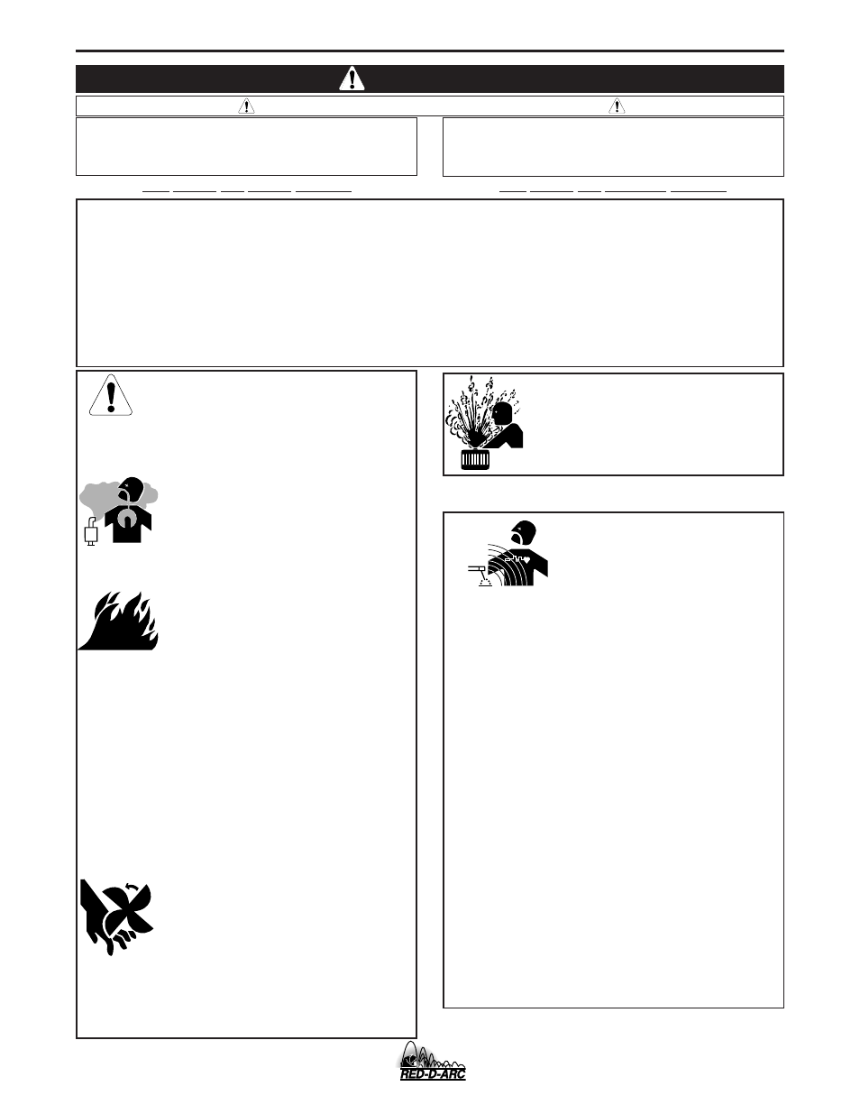 Warning, Safety, For engine powered equipment | Electric and magnetic fields may be dangerous | Lincoln Electric IM835 RED-D-ARC GX300 User Manual | Page 2 / 48