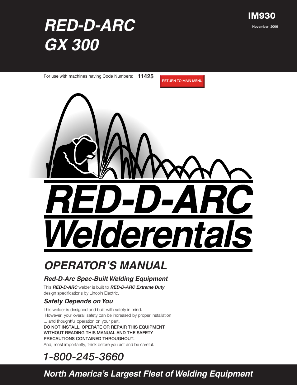 Lincoln Electric IM930 RED-D-ARC GX300 User Manual | 45 pages