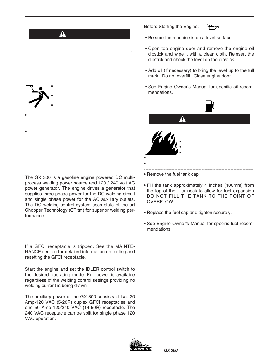 Operation, General description, Design features | Warning | Lincoln Electric IM930 RED-D-ARC GX300 User Manual | Page 17 / 45