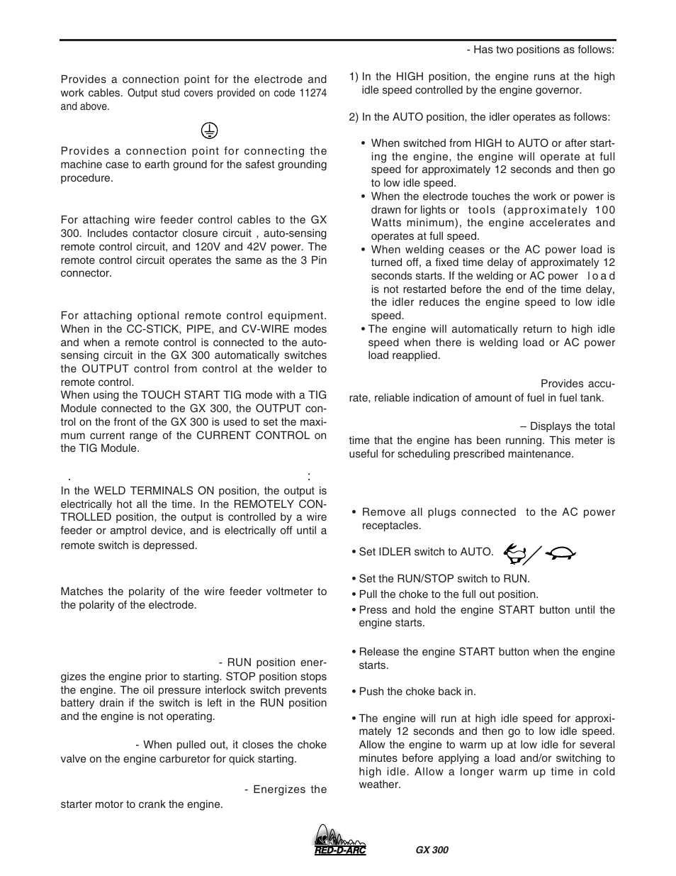 Operation | Lincoln Electric IM930 RED-D-ARC GX300 User Manual | Page 19 / 45