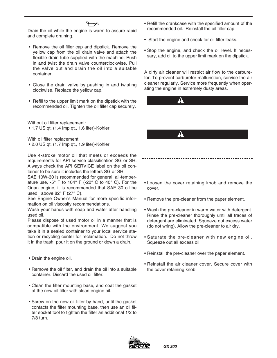 Maintenance, Caution warning | Lincoln Electric IM930 RED-D-ARC GX300 User Manual | Page 25 / 45