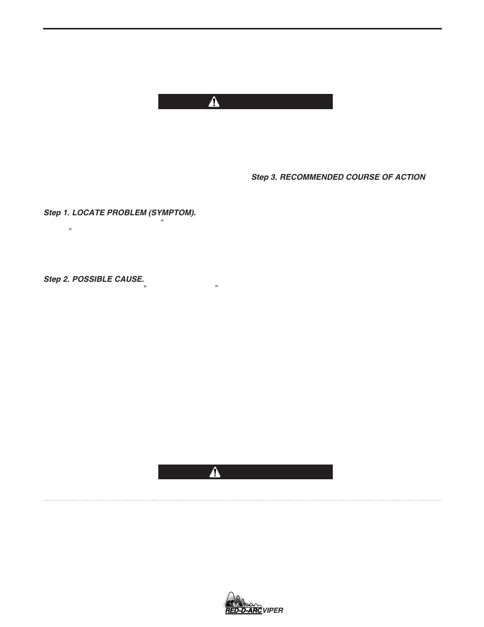 Troubleshooting, Caution, How to use troubleshooting guide | Warning | Lincoln Electric IM639 RED-D-ARC VIPER User Manual | Page 24 / 38