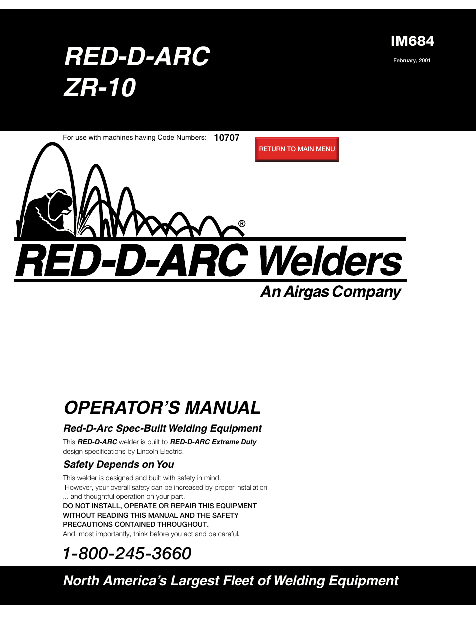 Lincoln Electric IM684 RED-D-ARC ZR-10 User Manual | 33 pages