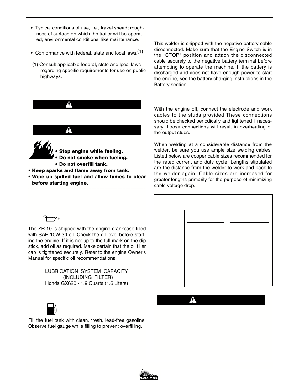 Installation, Pre-operation service, Caution | Warning | Lincoln Electric IM684 RED-D-ARC ZR-10 User Manual | Page 11 / 33