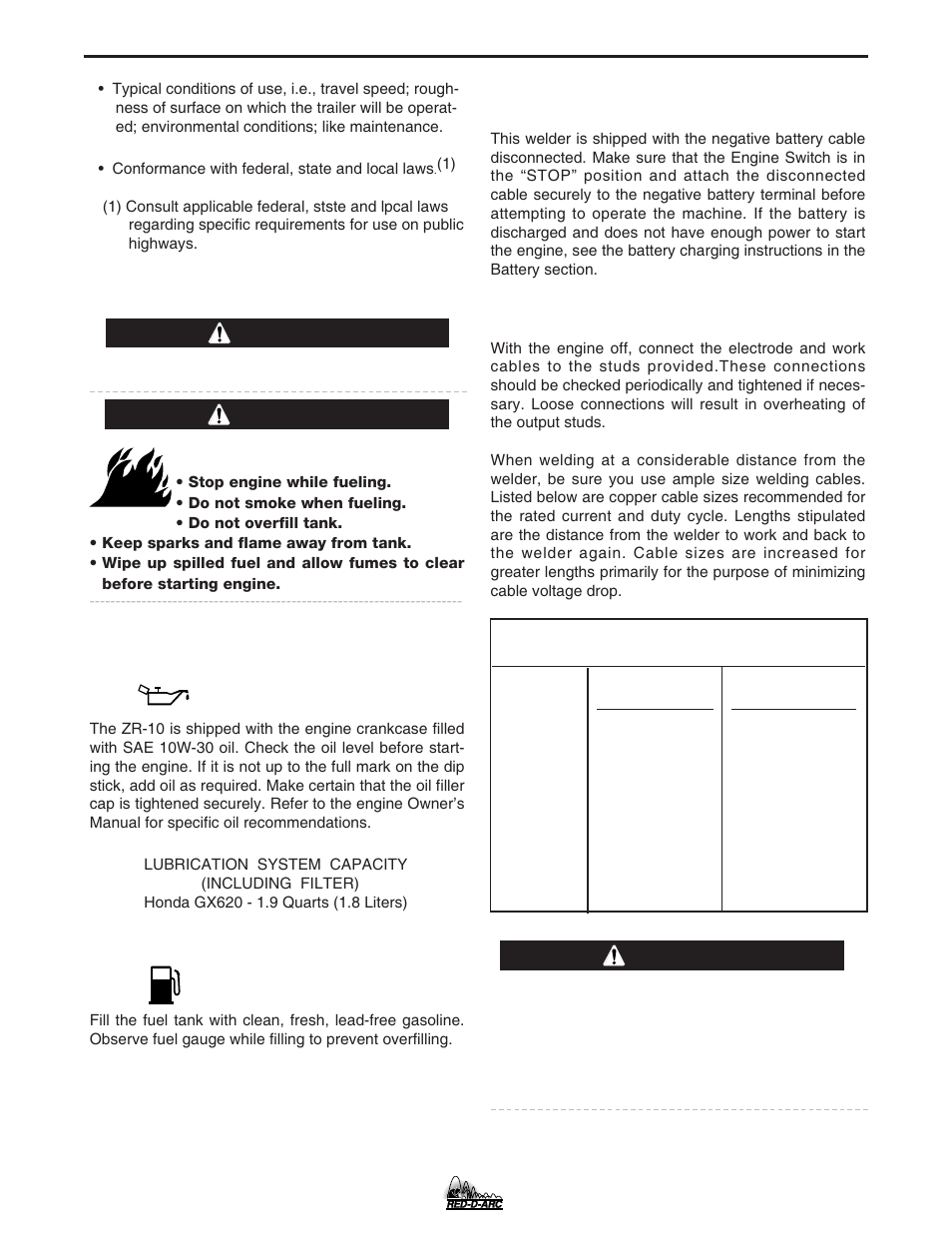 Installation, Pre-operation service, Caution | Warning | Lincoln Electric IM754 RED-D-ARC ZR-10 User Manual | Page 11 / 34