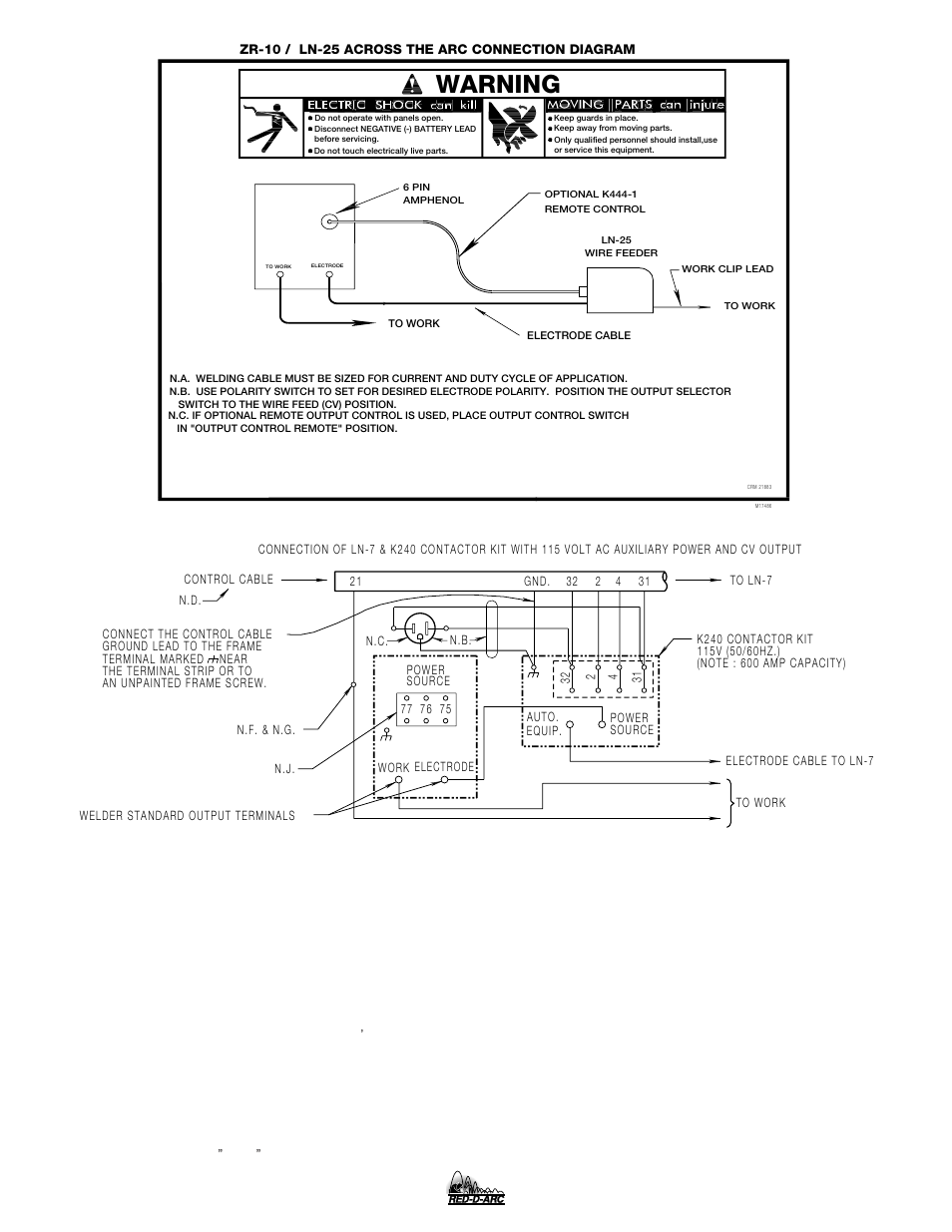Warning, Zr-10 | Lincoln Electric IM754 RED-D-ARC ZR-10 User Manual | Page 29 / 34