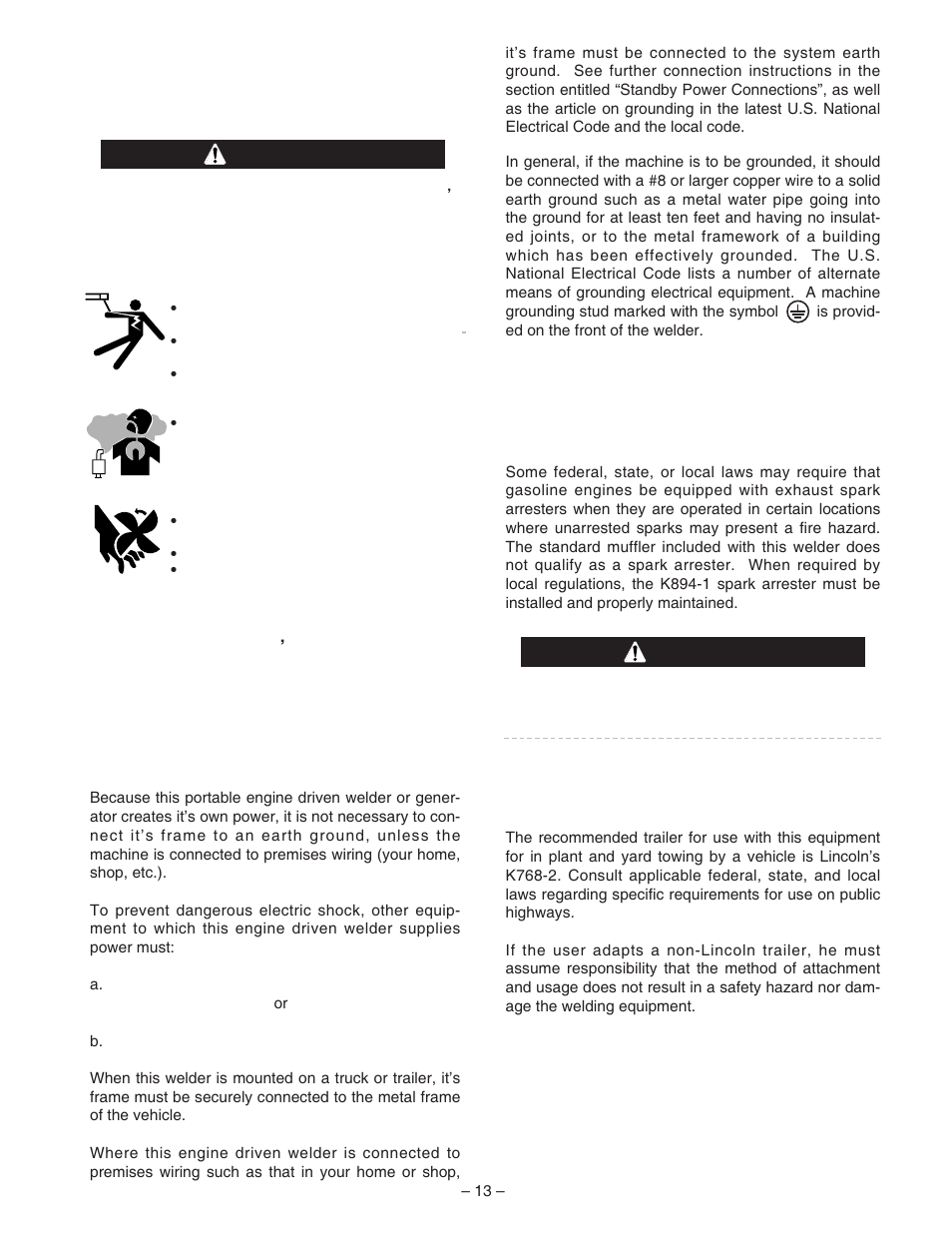 Installation instructions, Caution, Warning | Lincoln Electric IM672 RED-D-ARC ZR-8 User Manual | Page 14 / 37