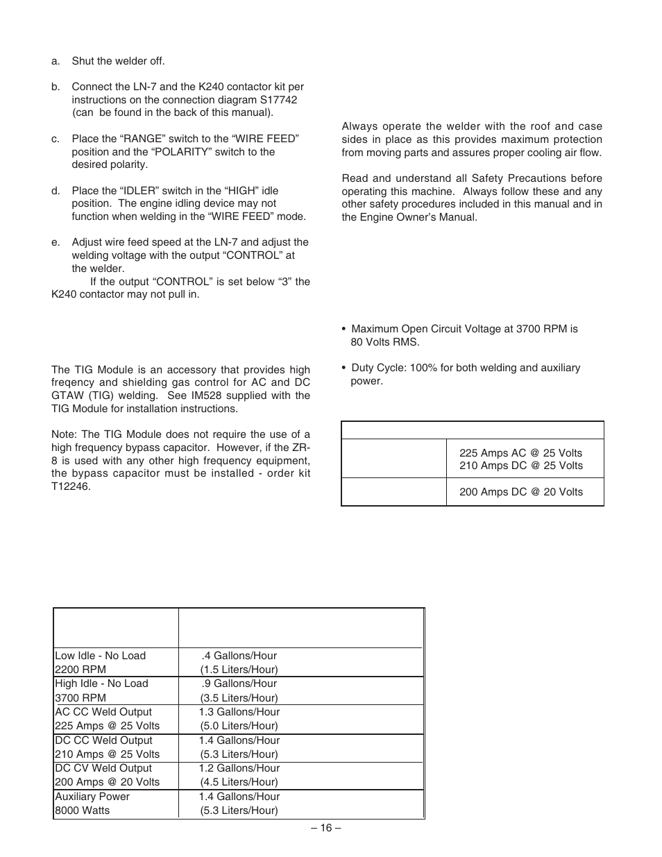 Operating instructions | Lincoln Electric IM672 RED-D-ARC ZR-8 User Manual | Page 17 / 37