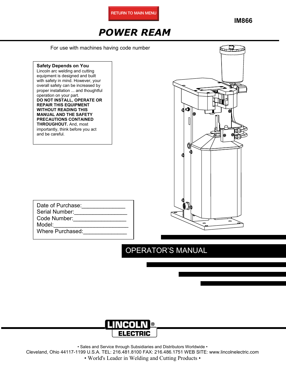 Lincoln Electric IM866 POWER REAM User Manual | 36 pages