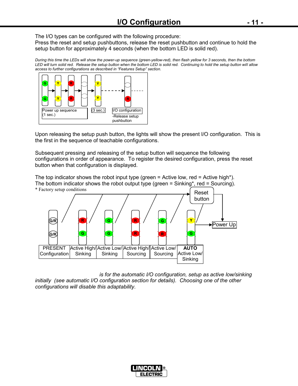 I/o configuration | Lincoln Electric IM866 POWER REAM User Manual | Page 11 / 36