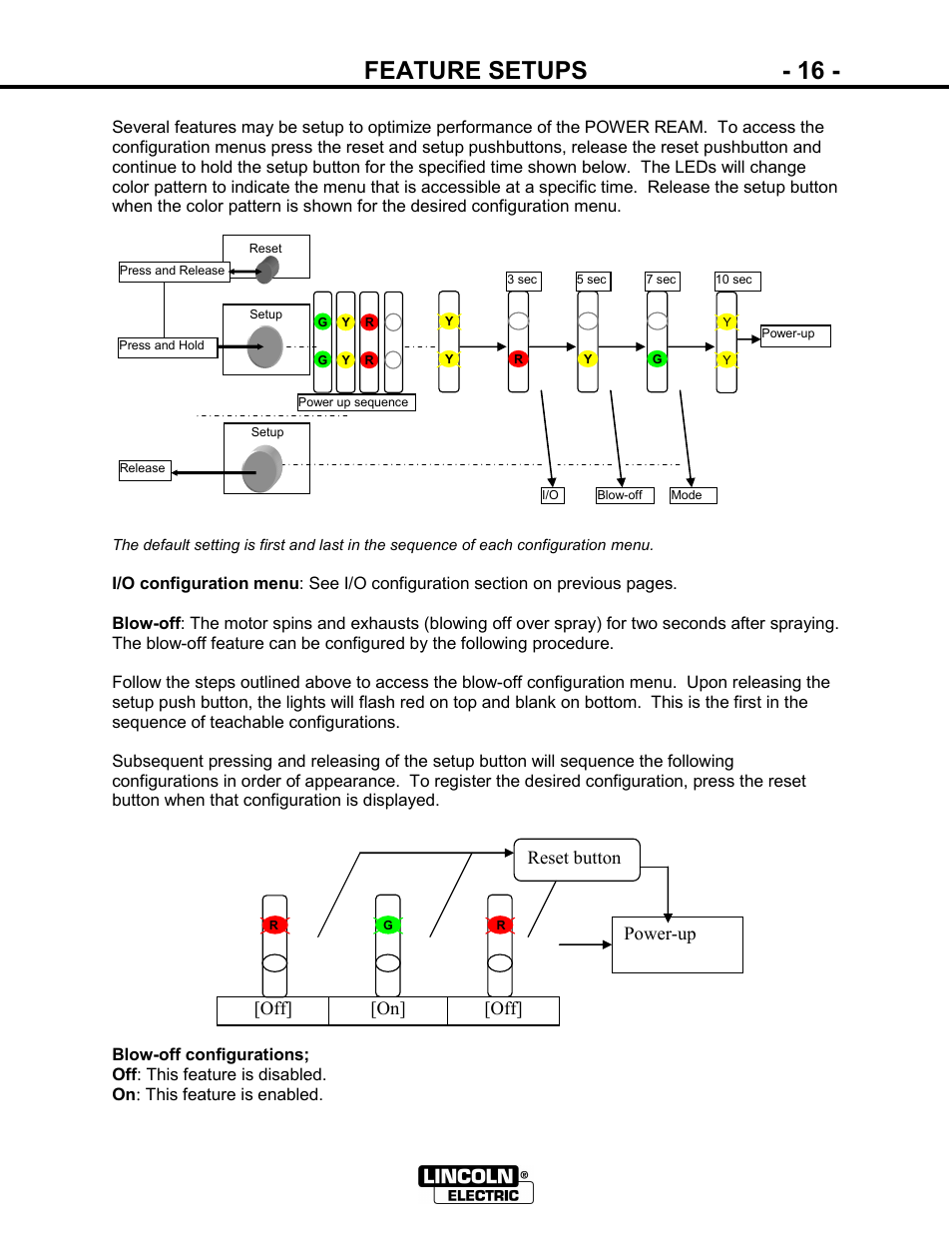 Feature setups - 16 | Lincoln Electric IM866 POWER REAM User Manual | Page 16 / 36