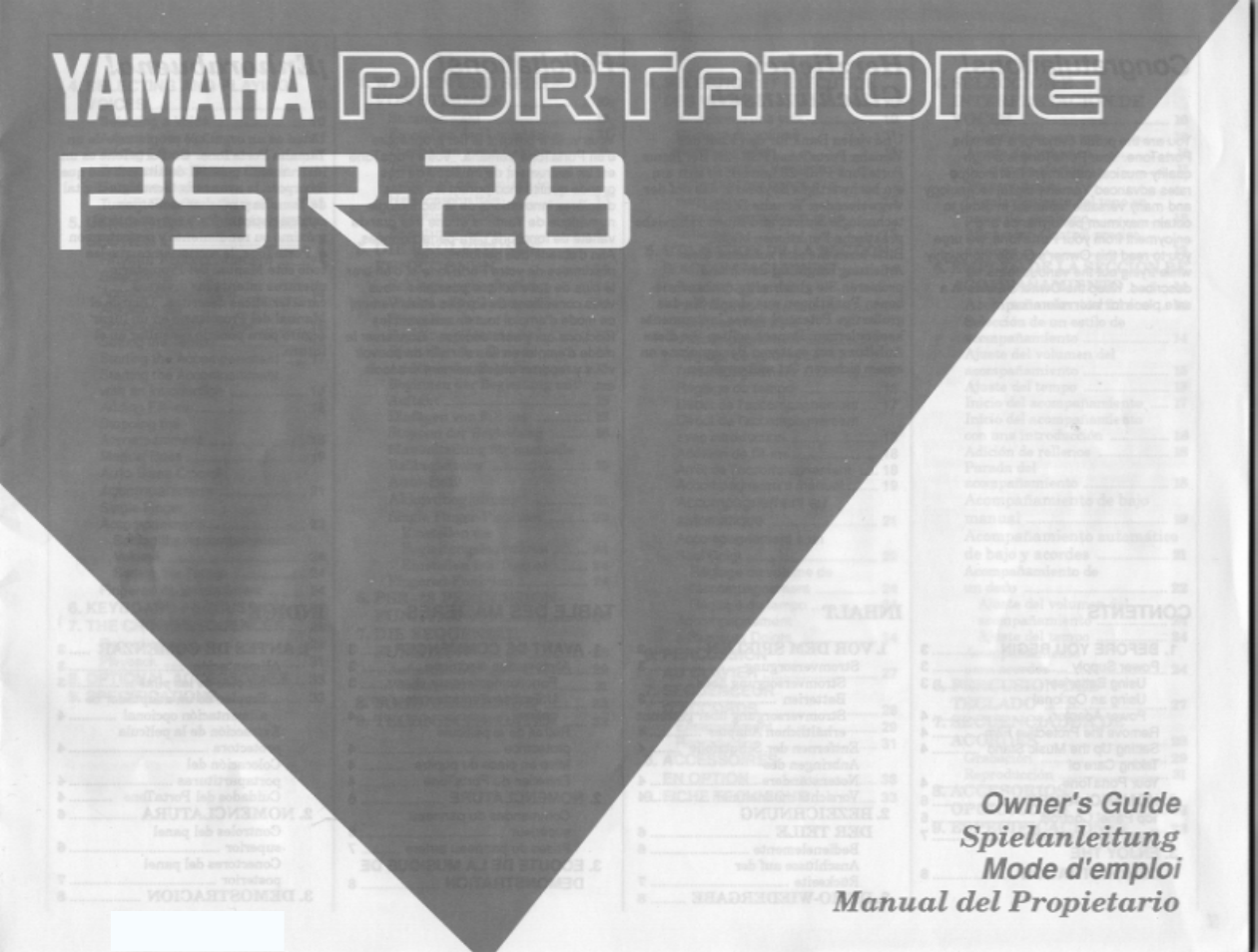 Yamaha PSR-28 User Manual | 36 pages