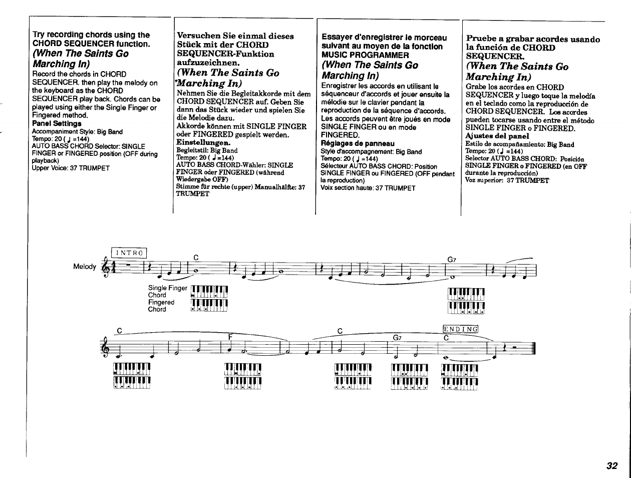 When the saints go ^marching in), When the saints go marching in) | Yamaha PSR-28 User Manual | Page 33 / 36