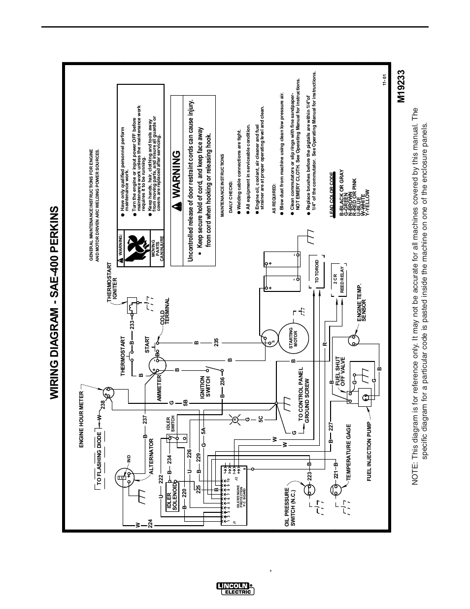 Wiring diagrams, Wa r n in g | Lincoln Electric IM640 SAE400 Weld'n Air User Manual | Page 31 / 37